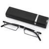 LKP 2 Pack Half Moon Metal Reading Glasses Rectangle Glasses For Men Women Half Presbyopic Readers Anti-Blue Light +3.00(Black,+1.00) view 1