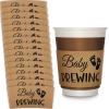 Newtay 50 Counts Baby Cup Baby Is Brewing Coffee Sleeves Shower Coffee Cups Sleeves Disposable Halloween Party Decorations for Hot Cold Drink 12 16 or 20 oz Paper Cup view 1