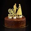 Country Mr & Mrs Wedding Anniversary Cake Toppers Silhouette Bride & Groom Cake Toppers Custom Family Name Date For Engagement Bride to Be Party Decorations Wedding Gifts For Couple Glitter Gold view 1