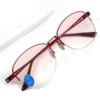 LKP Blue Light Glasses Men Women Blue Light Filter Transition Bifocal Reading Glasses Red Metal Frame Diopter +1.00 To +3.00(Red,+2.00)
