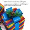 Sunnyglade Set of 3 Christmas Lighted Gift Boxes Decoration Boxes with Plug, Bows, Artificial Pine Leaves and Pine Cones for Christmas, Weddings Yard Home Holiday Art Decoration (Rainbow) view 3