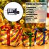 Sunnyglade Set of 3 Christmas Lighted Gift Boxes Decoration Boxes with Plug, Bows, Artificial Pine Leaves and Pine Cones for Christmas, Weddings Yard Home Holiday Art Decoration (Rainbow) view 4