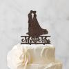 Anniversary Cake Toppers Bridal Shower Cake Topper Wedding Cake Topper Bride and Groom Silhouette Rustic Cake Topper Custom Wedding Cake Decorating Supplies Brown Wood Cake Toppers view 3