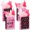 Pajean 16 Pcs Breast Cancer Awareness Gift Bags with Tissue Paper Pink Ribbon Favor Bags with Handles Faith Hope Cure Party Supplies for Women Public Charity view 1