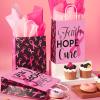 Pajean 16 Pcs Breast Cancer Awareness Gift Bags with Tissue Paper Pink Ribbon Favor Bags with Handles Faith Hope Cure Party Supplies for Women Public Charity view 4