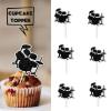 18pcs Drum Black Glitter Silhouettes Dessert Cupcake Topper Music Rock Roll Drummer Theme Decor Supplies Baby Shower Boys Girls Happy Birthday Party Decorations view 2