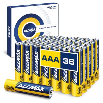 Allmax AAA Maximum Power Alkaline Triple A Batteries (36 Count)  Ultra Long-Lasting, Leakproof Design, 10-Year Shelf Life, Maximum Performance (1.5V)