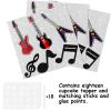 18pcs Dessert Cupcake Topper for Music Note Guitar Mark Symbol Musician Party Theme Decor Supplies Baby Shower Boy Girl Happy Birthday Party Decoration Black Glitter view 3