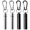 4 Pack Portable Pill Box Container Case Aluminum Alloy Keychain Pill Holder Waterproof Metal Earplugs Toothpick Box for Outdoor Camping Travel (2Pcs Black + 2Pcs Silver) view 1