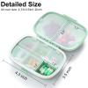 8 Compartments Travel Pill Organizer, Daily Pill Case Small Pill Box for Pocket Purse, Portable Pill Container Medicine Vitamin Organizer (Cyan & Khaki) view 2