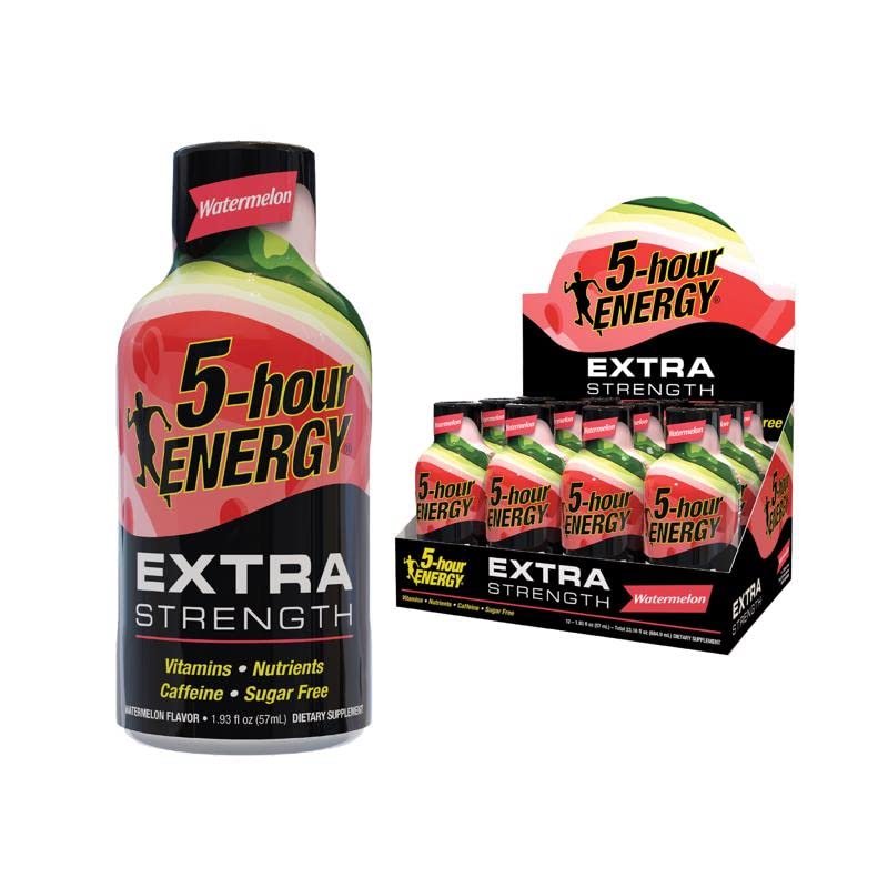 Living Essentials 2 set 5-Hour Energy Extra Strength Sugar Free Watermelon Energy Shot 1.93 oz (Pack of 12)