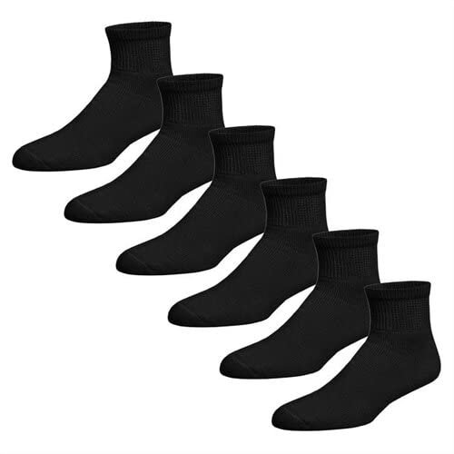 2-12 Pairs Premium Womens Colorful Soft Breathable Cotton Ankle Socks, Non-Binding & Comfort Diabetic Socks (12 Pack, Black)