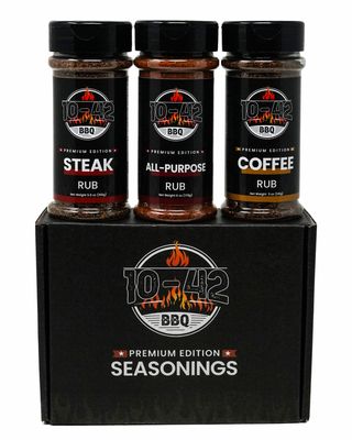 10-42 Steak Seasoning Gift Set - 3 Premium Flavors : All Purpose, Steak, Coffee Rub | Gourmet Meat Seasoning Dry Rub | Barbecue Spices and Seasonings Variety Pack | Grill Gifts | 0 Calorie, No MSG