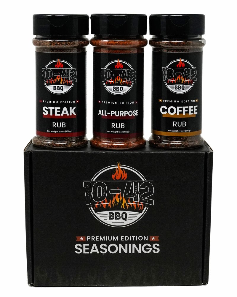 10-42 Steak Seasoning Gift Set - 3 Premium Flavors : All Purpose, Steak, Coffee Rub | Gourmet Meat Seasoning Dry Rub | Barbecue Spices and Seasonings Variety Pack | Grill Gifts | 0 Calorie, No MSG