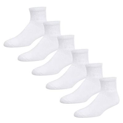 2-12 Pairs Premium Womens Colorful Soft Breathable Cotton Ankle Socks, Non-Binding & Comfort Diabetic Socks (12 Pack, White)