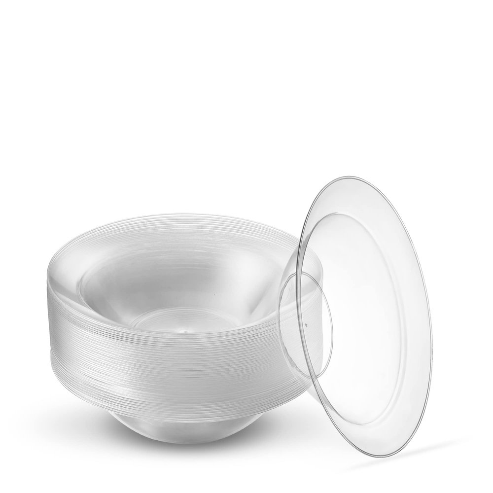 [5 oz 40 Pack] 5 Ounce Premium Heavy Weight Crystal Clear Classy Disposable hard Plastic Ice Cream Dessert and Snack Bowls