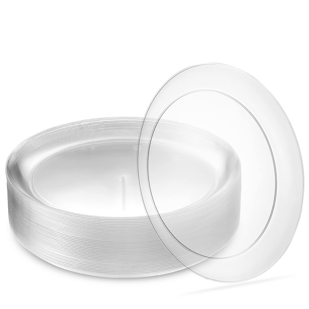 [10'' 240 Pack] 10'' inch Premium Heavy Weight Crystal Clear Classy Disposable hard Plastic Main Dish plates