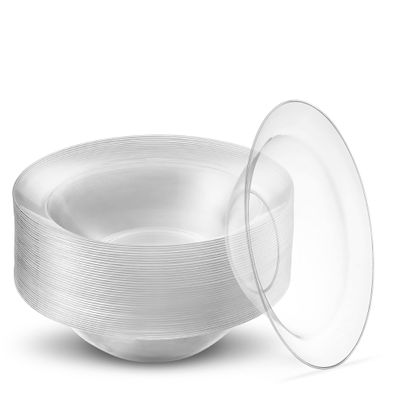 [10 oz 40 Pack] 10 Ounce Premium Heavy Weight Crystal Clear Classy Disposable hard Plastic Cereal & Soup Bowls