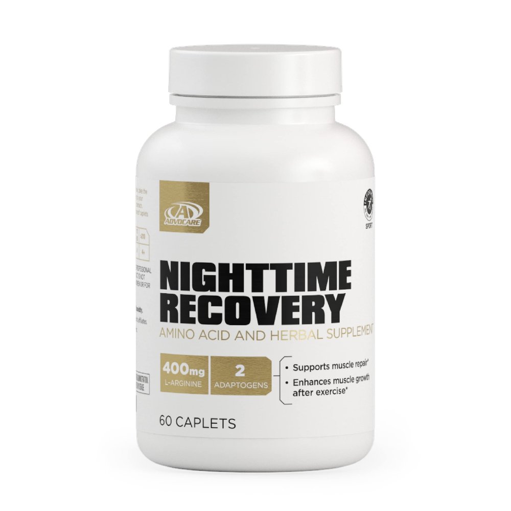 AdvoCare Nighttime Recovery Amino Acid & Herbal Supplement - Muscle Recovery Supplement with Ashwagandha, L-Arginine, Magnesium & More - 60 Caplets