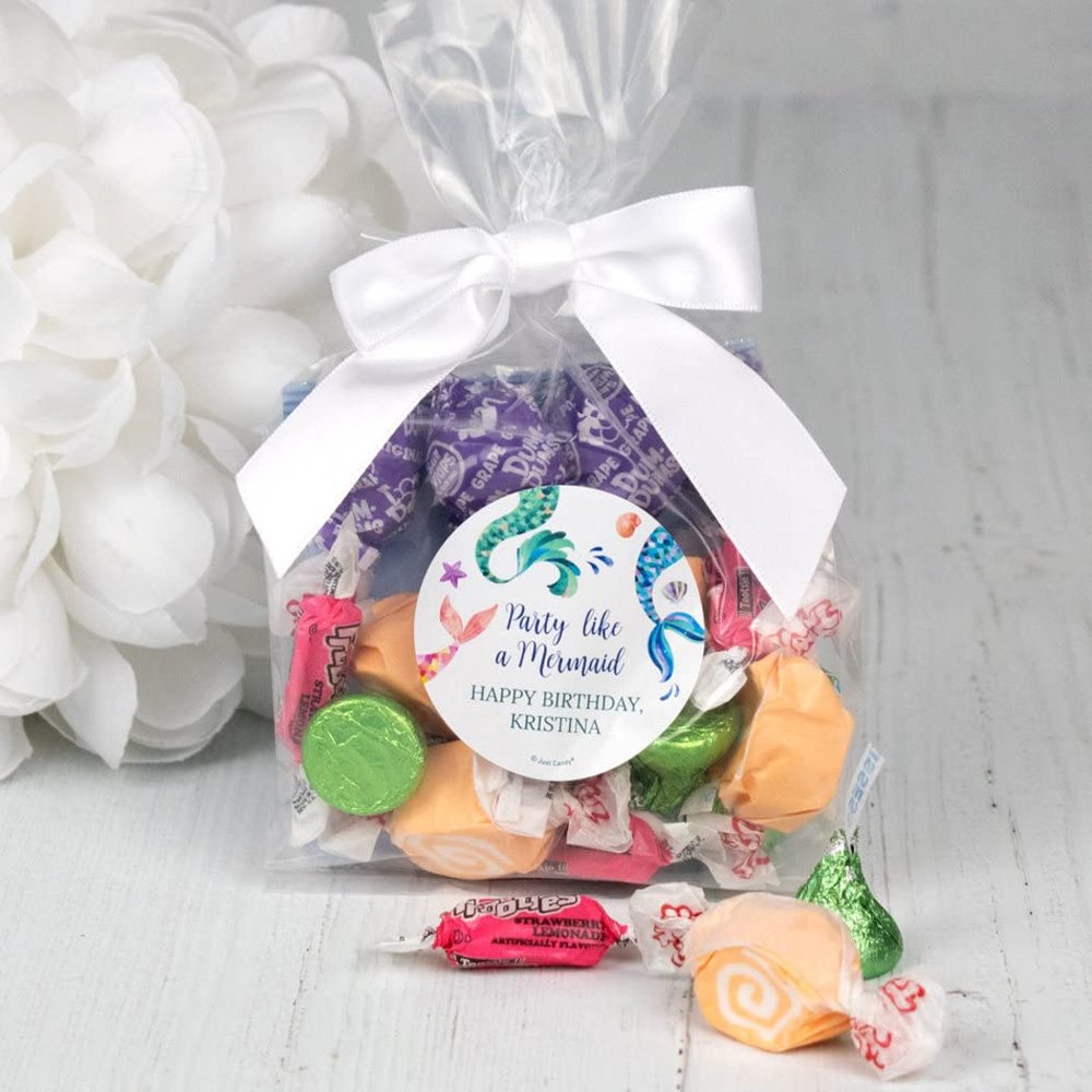 12ct Mermaid Party Favors, Personalized Kid's Birthday Candy Goodie Bags (12 Count)