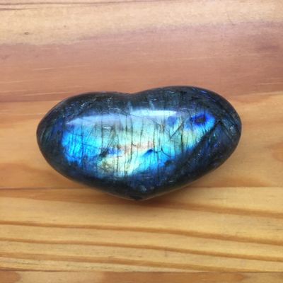 161G. Natural Labradorite Heart, Healing Crystal Mineral Stone