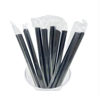 Fanale 3,500 Pcs (250 x 14 bags) Black Color Plastic Disposable Individually Wrapped Straws (8mm Wide X 210mm Long) | CSP017