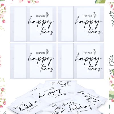 Eaasty 30 Pack Happy Tears Tissue Packs for Wedding 3 Ply Wedding Tissues for Guests Travel Size Bulk Facial Paper Welcome Bag Stuffers Gift Bride Groom Mother
