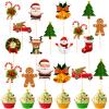 100 Pcs Christmas Cupcake Toppers Christmas Cake Decorations Cupcake Sticks for Toppers Snowman Santa Tree Reindeer Socks Party Cake Pick for Party Supplies Dessert Baking Decor view 1