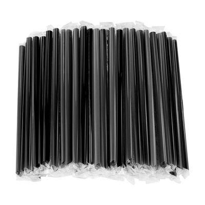 Magik 100-200 Pcs Jumbo Smoothie Straws Boba Bubble Tea Straws Individually Wrapped (100 Pack, Black)