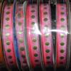 1 Pcs 3/8"W Woven Polka Dot Ribbon Spool Pink Green Color 4 Yards, Ribbon for Gift Wrapping | #AA120RK view 1