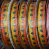 1 Pcs 3/8"W Woven Polka Dot Ribbon Spool Orange Yellow Teal Blue Color 4 Yards, Ribbon for Gift Wrapping | #AA120RK view 1