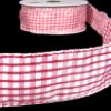 1 Pcs 1 1/2"W Gingham Plaid Wired Ribbon Red Color 5 Yards, Ribbon for Gift Wrapping | #AA120RK view 1
