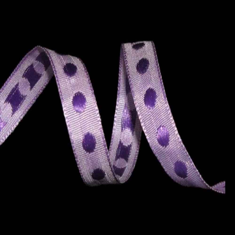 1 Pcs 3/8"W Woven Jacquard Polka Dot Ribbon Purple Color 5 Yards, Ribbon for Gift Wrapping | #AA120RK