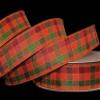 1 Pcs 1 1/2"W Gingham Plaid Wired Ribbon Green Orange Red Yellow Color 5 Yards, Ribbon for Gift Wrapping | #AA120RK view 1