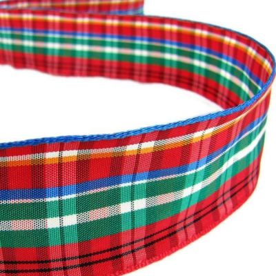 1 Pcs 1 1/2"W Plaid Ribbon Red Green Blue White Color 5 Yards, Ribbon for Gift Wrapping | #AA120RK