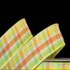1 Pcs 1 1/2"W Plaid Wired Ribbon Bright Yellow Orange Green White Color 5 Yards, Ribbon for Gift Wrapping | #AA120RK view 1