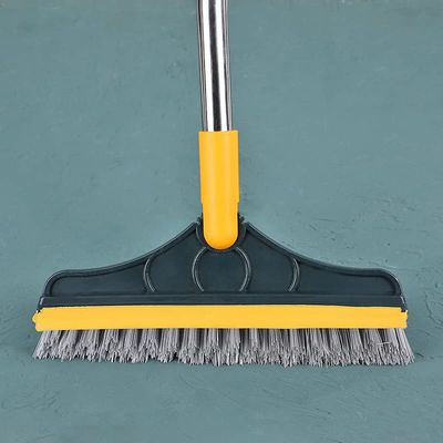 RANMO 2 in 1 Floor Scrub Brush, 2 in 1 Adjustable V-Shaped Cleaning Brush with Long Handle,for Cleaning Patio Bathroom Garage Kitchen Wall Deck Tub Tile,Yellow Green