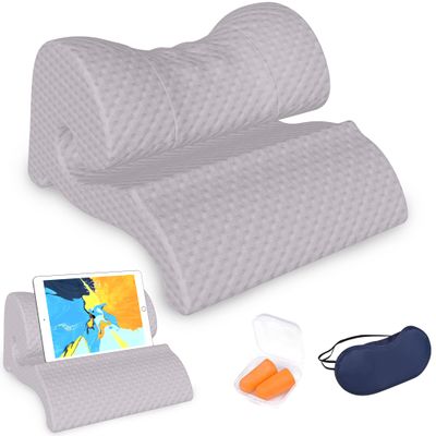 LOCYOP ipad Tablet Pillow Stand,Soft Bed Pillow Holder,Neck and Shoulder Relaxer,Cervical Traction Device for TMJ Pain Relief and Cervical Spine Alignment,Chiropractic Pillow Neck Stretcher