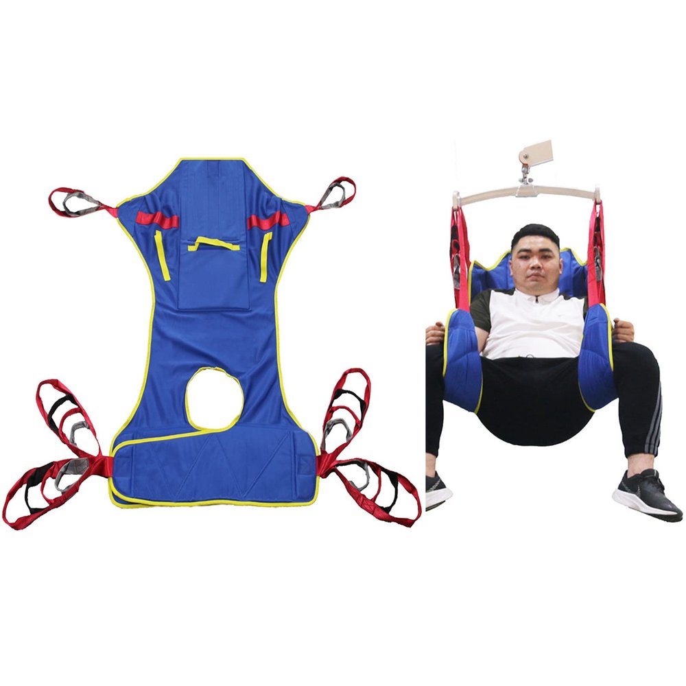 Niczu Hoist for Lifting Elderly, Deluxe Padded Toileting Patient Lift Sling with Head Support, Divided Leg Shower Sling for Patient Lifts, Heavy Duty Transfer Sling,M