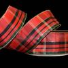 1 Pcs 2 1/2"W Plaid Wired Ribbon Bright Red Green Gold Color 5 Yards, Ribbon for Gift Wrapping | #AA120RK view 1