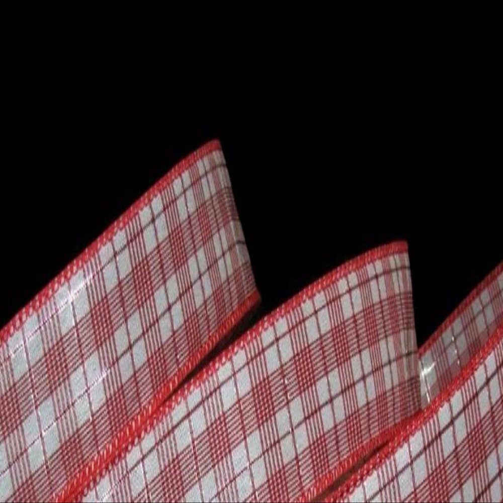 1 Pcs 1 1/2"W Plaid Wired Ribbon Red White Silver Color 5 Yards, Ribbon for Gift Wrapping | #AA120RK