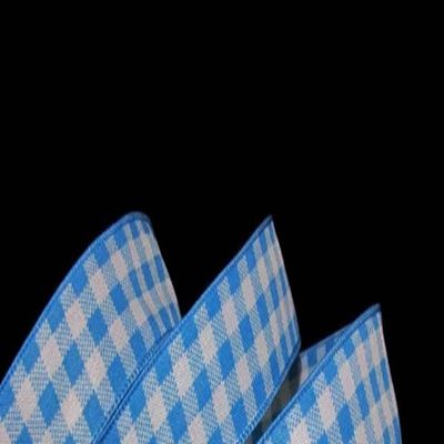 1 Pcs 1 1/2"W Large Checked Gingham Plaid Wired Ribbon Bright Blue White Color 5 Yards, Ribbon for Gift Wrapping | #AA120RK