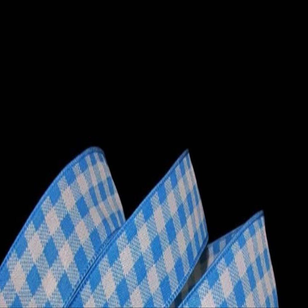 1 Pcs 1 1/2"W Large Checked Gingham Plaid Wired Ribbon Bright Blue White Color 5 Yards, Ribbon for Gift Wrapping | #AA120RK