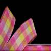 1 Pcs 1 1/2"W Plaid Wired Ribbon Pink Yellow Orange Color 5 Yards, Ribbon for Gift Wrapping | #AA120RK view 1
