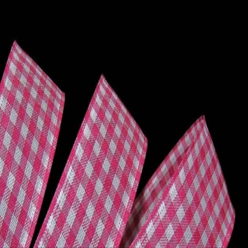1 Pcs 1 1/2"W Gingham Wired Ribbon Pink White Color 10 Yards, Ribbon for Gift Wrapping | #AA120RK