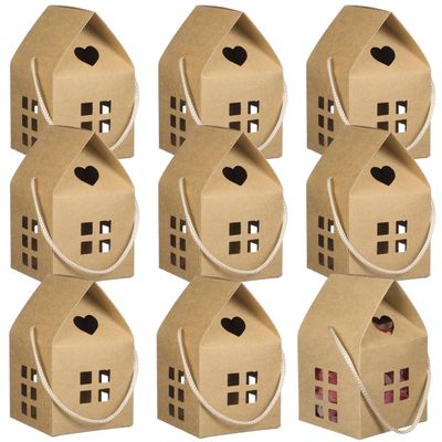 Beavorty Paper Boxes 15 Pcs Christmas House Treat Boxes Candy Bags Paper Packaging Boxes Cookie Container Party Favor Boxes for Wedding Christmas Birthday Party Wedding Box