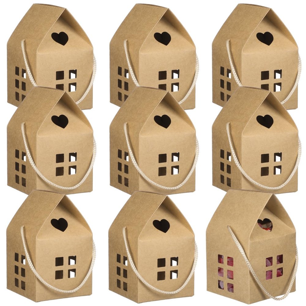 Beavorty Paper Boxes 15 Pcs Christmas House Treat Boxes Candy Bags Paper Packaging Boxes Cookie Container Party Favor Boxes for Wedding Christmas Birthday Party Wedding Box