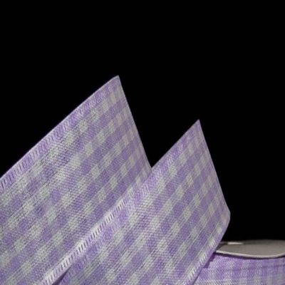 1 Pcs 1 1/2"W Gingham Wired Lavender Pastel Purple White Color 10 Yards, Ribbon for Gift Wrapping | #AA120RK