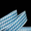 1 Pcs 1 1/2"W Gingham Plaid Wired Ribbon Turquoise Blue Silver White Color 5 Yards, Ribbon for Gift Wrapping | #AA120RK view 1