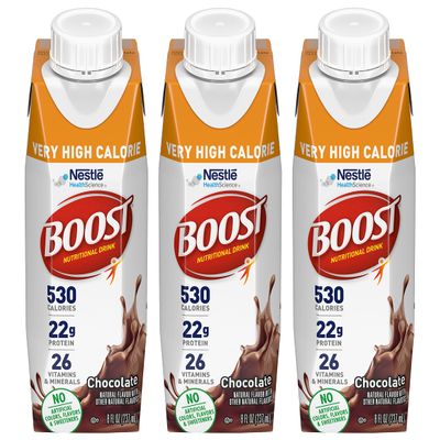 Boost Very High Calorie Nutritional Drink Very Vanilla, Made with Natural Chocolate Flavor & No Artificial Flavors, Colors & Sweeteners, 8 FL OZ (Pack of 3)